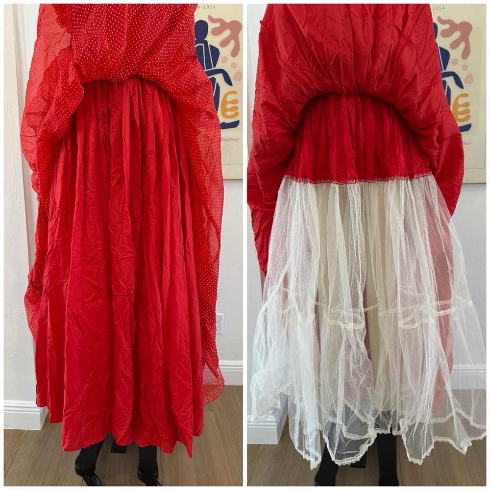 Vintage 70’s/80’s Polka Dot Ruffle Gown - Picture 14 of 16